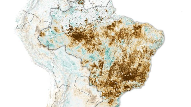 Mapa do Brasil, segundo Índice de Estresse Evaporativo (ESI, na sigla em inglês)